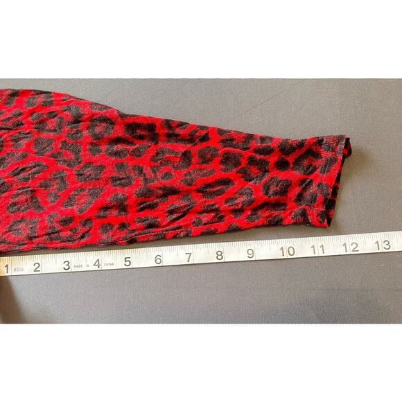 Michael Kors Cheetah Print Blouse Front Ruching Business Office Stretch Red - Picture 7 of 7
